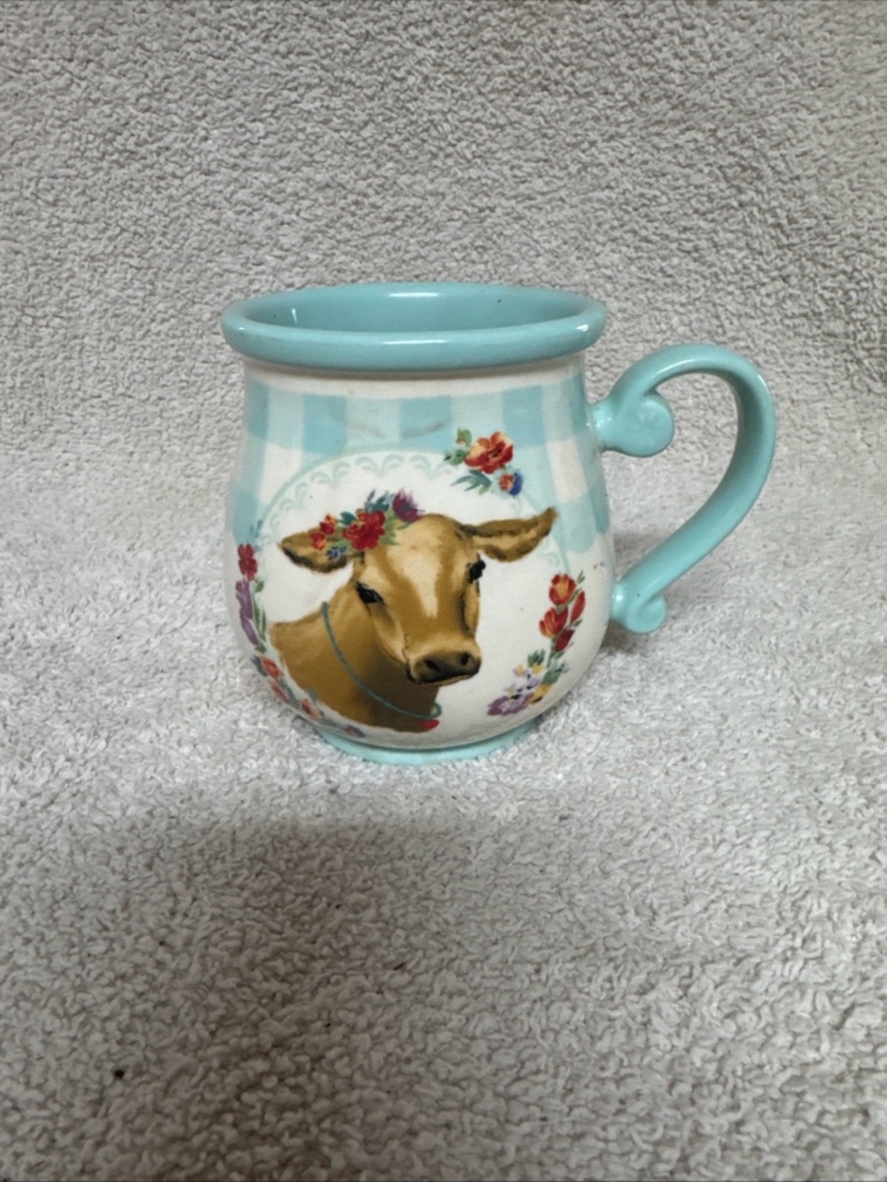 The Pioneer Woman Blue Cow Floral Ceramic Coffee Mug